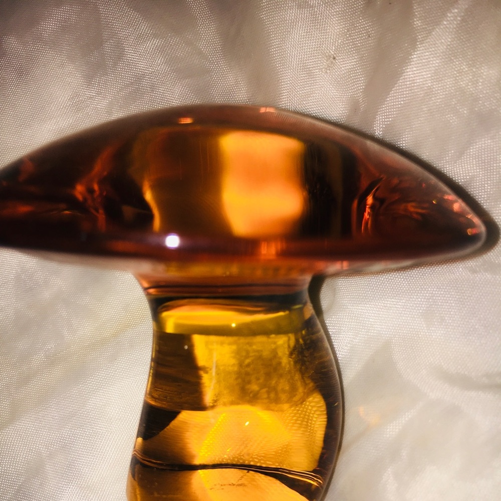 Vintage Viking glass Amber Mushroom